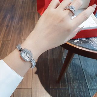 DEAL SALE ĐỒNG HỒ NỮ CAO CẤP RODAL DÂY BẠC MẶT BẦU VIỀN HỘT PHA LÊ