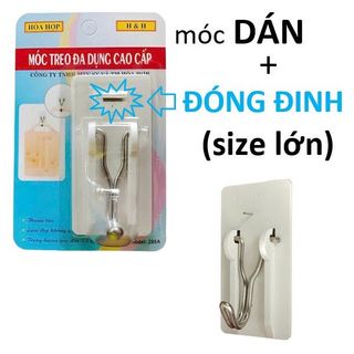 Vỉ 1 móc treo dán tường siêu dính + đóng đinh HÒA HỢP 288A _ dán tường sơn nước, dán gạch men