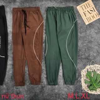 Quần jogger viền nữ chất thun poly