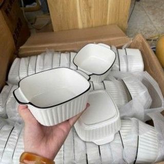 Bát Sứ Sọc Trắng Có Tai Viền Đen ( THÙNG 90C )