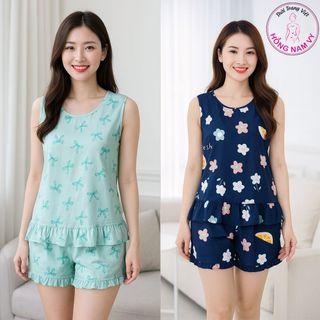 Bộ đùi nữ mặc nhà sát nách tole lanh 2 da loại 1