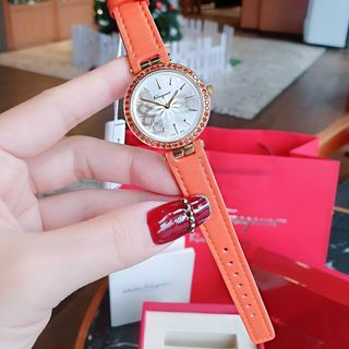 ĐỒNG HỒ NỮ SIÊU CẤP SALVATHORE DÂY DA MÀU MẶT HOA 3D VIỀN ĐÁ FULLBOX