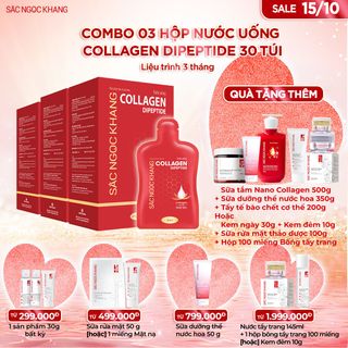 COMBO 03 Nước Uống Collagen Dipeptide Sắc Ngọc Khang [Hộp 30 Túi] TẶNG 1 TRONG 2 QUÀ