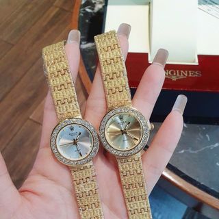 ĐỒNG HỒ NỮ THỜI TRANG RÔLET VIỀN ĐÁ MÀU VÀNG