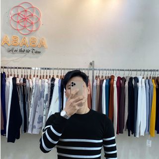 Áo len nam cổ tròn kẻ trẻ trung len dệt kim dày dặn dáng ôm body - Hà Đinh