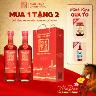 [Tặng Kiết Thành & Sốt Muối Chấm] HỘP 02 Chai Nước Mắm Tôm Biển độ đạm 45N tự nhiên Nước Mắm Tĩn 500ml/chai Hồng Ngọc Đại Dương
