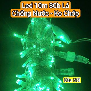 DÂY ĐÈN KO CHỚP MÀU XANH LÁ DÀI 10M 80 BÓNG