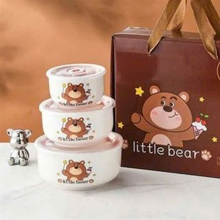 Bộ 3 bát không tai hình chú gấu cute CC ( Thùng 28B)