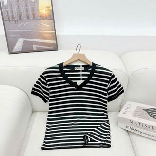 Áo thun nữ sọc cổ tim mẫu mới co giãn tốt có bigsize kiểu đơn giản trẻ trung không kén độ tuổi