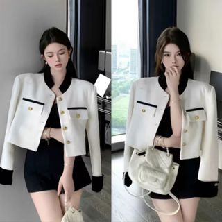 ÁO KHOÁC DẠ NỮ SANG TRỌNG ĐÍNH CÚC NGỌC_ PHONG CÁCH THANH LỊCH