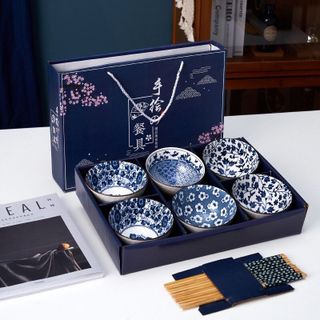 Bát Xanh Hỗn - Bộ 6 Chén 6 Đũa (THUNG 20B)