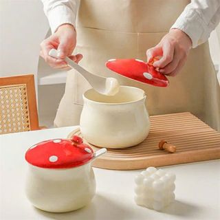 Hũ mỡ hũ chưng âu mỡ nắp nấm đỏ cỡ lớn 1000 ml (THÙNG 24C)