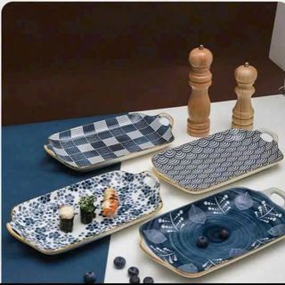 Đĩa chữ nhật hai tai vân cổ (THÙNG 36C)