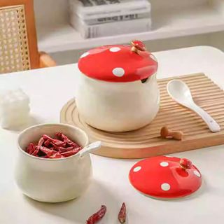 Hũ mỡ hũ chưng âu mỡ nắp nấm đỏ cỡ lớn 1000 ml (THÙNG 24C)