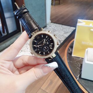 ĐỒNG HỒ NAM CAO CẤP MICHAEL DÂY DA MẶT ĐEN CHONOGRAP