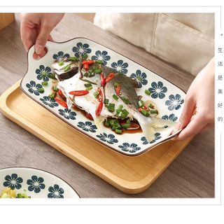 Đĩa chữ nhật hai tai vân cổ (THÙNG 36C)