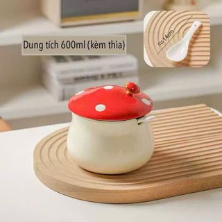 Hũ mỡ hũ chưng âu mỡ nắp nấm đỏ cỡ lớn 1000 ml (THÙNG 24C)