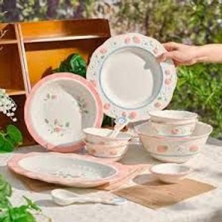 Set Bát Đĩa 12 Món Dâu Cute ( THÙNG 8B )