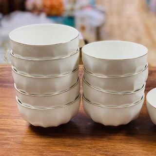 Bát Cơm Trắng Viền vàng cao cấp ( THÙNG 120C)