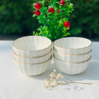 Bát Cơm Trắng Viền vàng cao cấp ( THÙNG 120C)