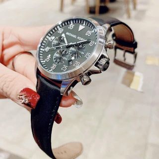 ĐỒNG HỒ NAM CAO CẤP MICHAEL DÂY DA ĐEN NIỀNG THÉP BẠC FULLBOX