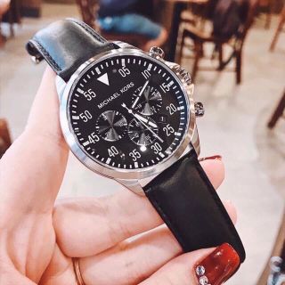 ĐỒNG HỒ NAM CAO CẤP MICHAEL DÂY DA ĐEN NIỀNG THÉP BẠC FULLBOX