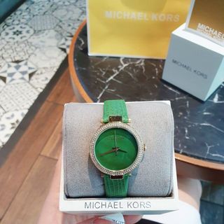 ĐỒNG HỒ NỮ CAO CẤP MICHAEL DÂY DA XANH LÁ TRƠN VIỀN HỘT FULLBOX