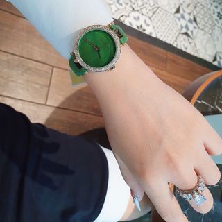 ĐỒNG HỒ NỮ CAO CẤP MICHAEL DÂY DA XANH LÁ TRƠN VIỀN HỘT FULLBOX