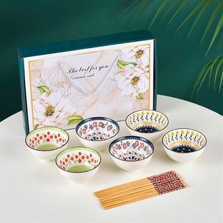 Bát Hoa Nhí - Bộ 6 Chén 6 Đũa (THUNG 20B)