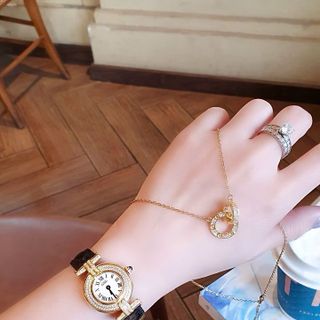 SET ĐỒNG HỒ NỮ SIÊU CẤP CATIOR DÂY DA MÁY THUỴ SĨ TẶNG KÈM DÂY CHUYỀN