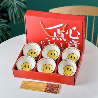 Bát Mặt Cười - Bộ 6 Chén 6 Đũa (THUNG 20B)