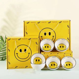 Bát Mặt Cười - Bộ 6 Chén 6 Đũa (THUNG 20B)