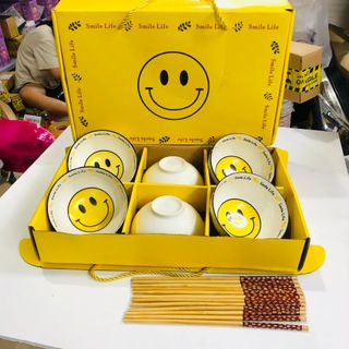 Bát Mặt Cười - Bộ 6 Chén 6 Đũa (THUNG 20B)
