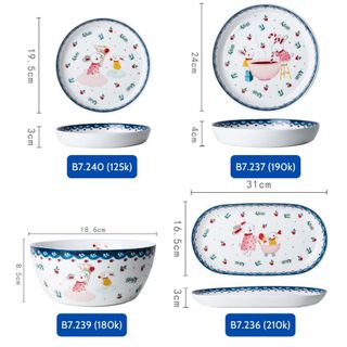 Set Bát Đĩa 20 Món Thỏ Xanh Cute ( THÙNG 6B )