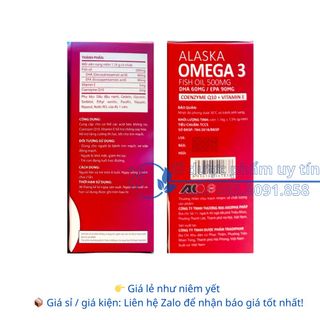 Viên uống Alaska Omega 3 Fish Oil 500MG giúp tăng cường thị lực, tốt cho tim mạch hộp 60 viên