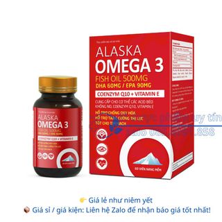 Viên uống Alaska Omega 3 Fish Oil 500MG giúp tăng cường thị lực, tốt cho tim mạch hộp 60 viên
