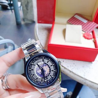 ĐỒNG HỒ NAM CAO CẤP ÔMÊGHA SEAMASTER MÁY CƠ LỘ ĐÁY MẶT ĐEN DÂY THÉP VÀ CAO SU