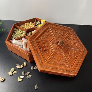 Hộp Mứt Lục Giác Ngăn Nắp Gỗ (THÙNG 20C)