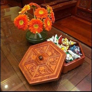 Hộp Mứt Lục Giác Ngăn Nắp Gỗ (THÙNG 20C)