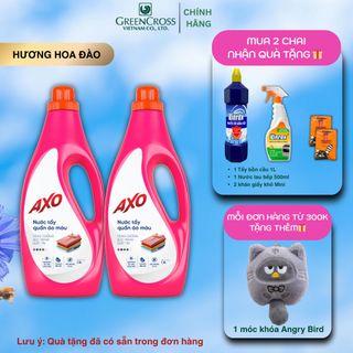 Combo 2 Chai Nước tẩy quần áo màu AXO chai 1800ml đánh bay vết bẩn, giữ màu quần áo