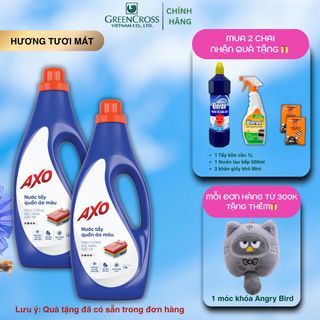 Combo 2 Chai Nước tẩy quần áo màu AXO chai 1800ml đánh bay vết bẩn, giữ màu quần áo