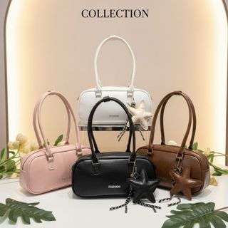 TÚI XÁCH NỮ DÁNG THUYỀN DA PU BÓNG TẶNG MÓC KHÓA NGÔI SAO W780 - WINNIE HOUSE