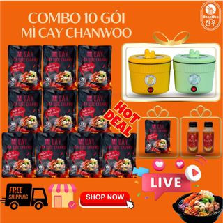 SET 10 GÓI MÌ CAY CHANWOO  (TẶNG 1 GÓI MÌ + 1 NỒI 1 TẦNG + 2 CẤP ĐỘ)