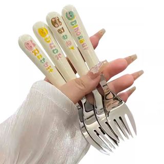 Dĩa Inox Cán Thỏ, Hổ Cute (THÙNG 700C)