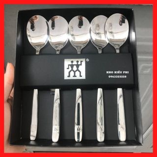 Set 5 Thìa Dài Inox Hộp Đen (THÙNG 100B)