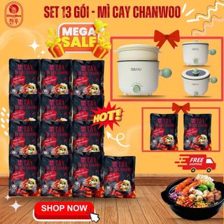 [TẶNG NỒI] Set 10 - 13 Gói Mì Cay Hàn Quốc CHANWOO - (Nồi Điện Mini, Nồi Điện 2 Tầng, Gói Cấp Độ]