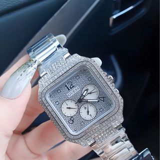 ĐỒNG HỒ NỮ CAO CẤP GUECC MẶT VUÔNG FULL ĐÁ BẠC VÀ VÀNG DÂY THÉP