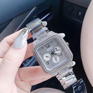 ĐỒNG HỒ NỮ CAO CẤP GUECC MẶT VUÔNG FULL ĐÁ BẠC VÀ VÀNG DÂY THÉP