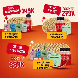 [MÌ CHAY] Combo 6 Gói Mì Cay Ăn Liền Hàn Quốc CHANWOO Tiện Lợi Kèm Gói Hạt Nêm Gia Vị - [Tặng Ly Giữ Nhiệt, Chai Cấp Độ]