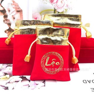 Túi Nhung Vải rút chữ Lộc Phúc 7x9 giá sỉ  nhiều kích thước